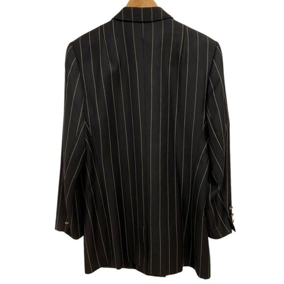 Vintage Basler blazer jacket black gold stripes 100% wool double breasted size10 - Picture 7 of 13